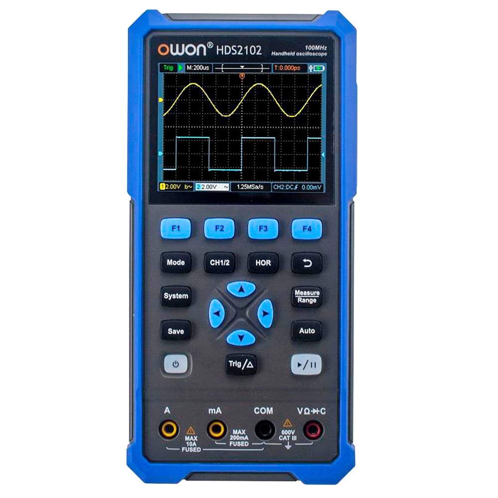 

OWON HDS2102 2 in 1 Digital Oscilloscope Multimeter, 100MHz Bandwidth, 500MSa/s Sampling Rate, 20000 Counts - UK Plug