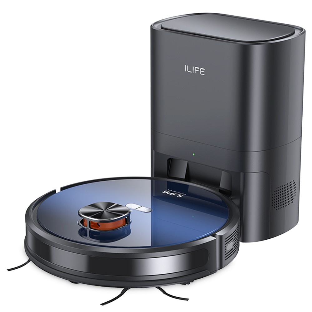 

ILIFE T10s Robot Vacuum Cleaner, 2 in 1 Vacuum and Mop, Self-Emptying Station, 3000Pa Suction, 2.5L Dust Bag, LDS Navigation, 150 mins Runtime, Save up to 5 Maps, App & Voice Control - Gradient Blue