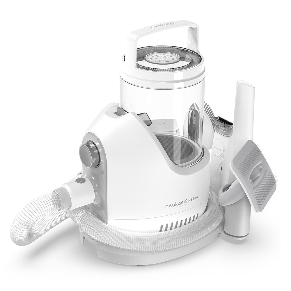 Neakasa P2 Pro Dog Clipper with Pet Hair Vacuum Cleaner Grey and White