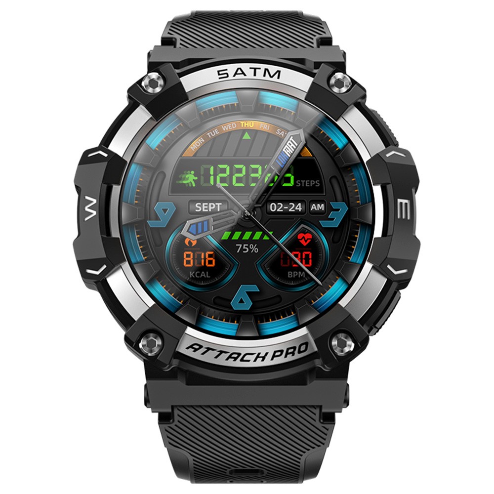 

LOKMAT ATTACK 2 Pro Smartwatch 1.39'' TFT LCD Screen Bluetooth 5.2 IP68 Waterproof Heart Rate & Blood Pressure Monitor, Fitness Tracker - Silver