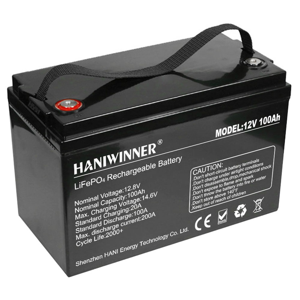 HANIWINNER HD009-10 12.8V 100Ah LiFePO4 Lithium Battery Pack Backup Power, 1280Wh Energy, 2000+ Cycles, Built-in BMS, Support in Series/Parallel, IP55 Waterproof, Perfect for Replacing Most of Backup Power, RV, Boats, Solar, Off-Grid