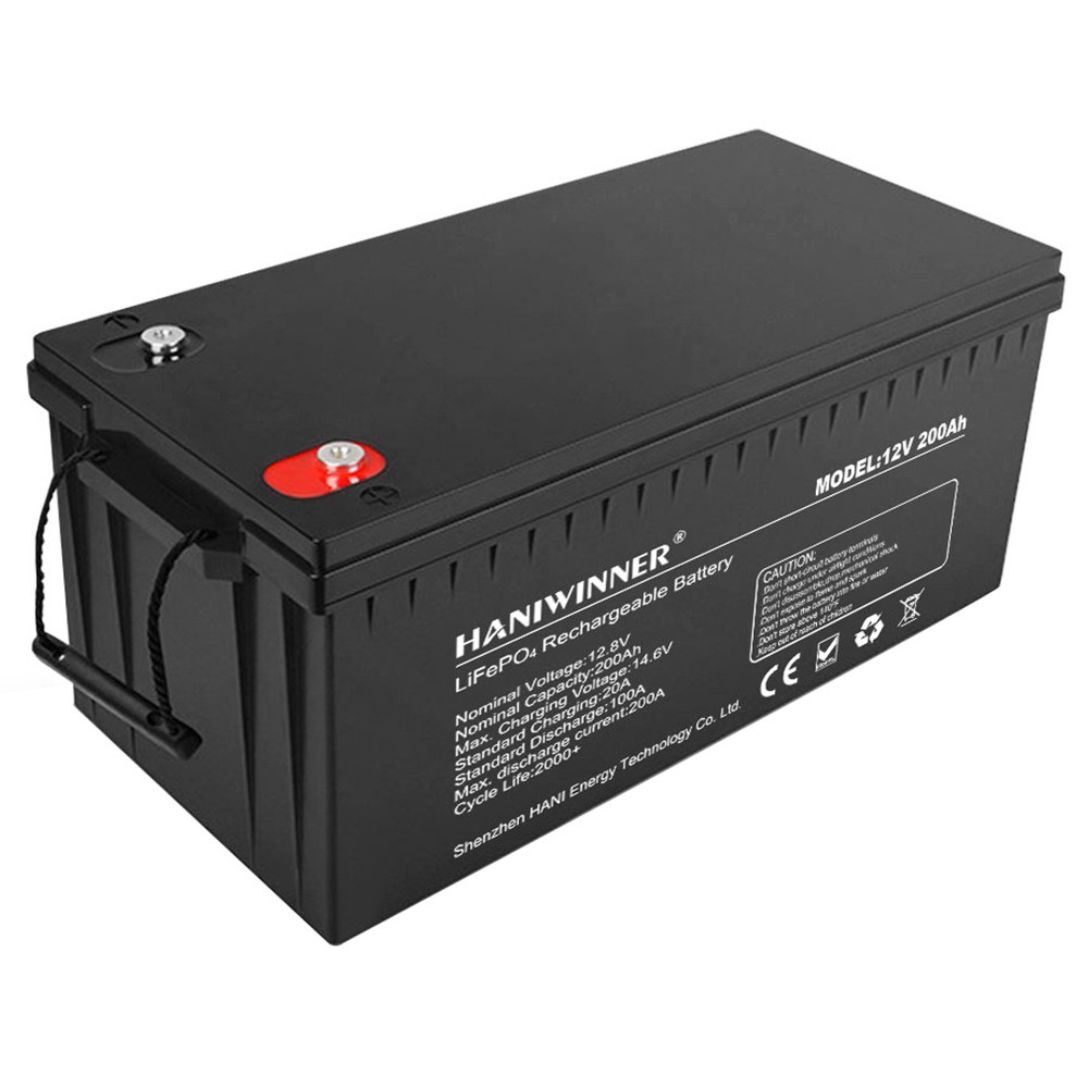 HANIWINNER HD009-12 12.8V 200Ah LiFePO4 Lithium Battery Pack Backup Power, 2560Wh Energy, 2000+ Cycles, Built-in BMS, Support in Series/Parallel, IP55 Waterproof, Perfect for Replacing Most of Backup Power, RV, Boats, Solar, Off-Grid