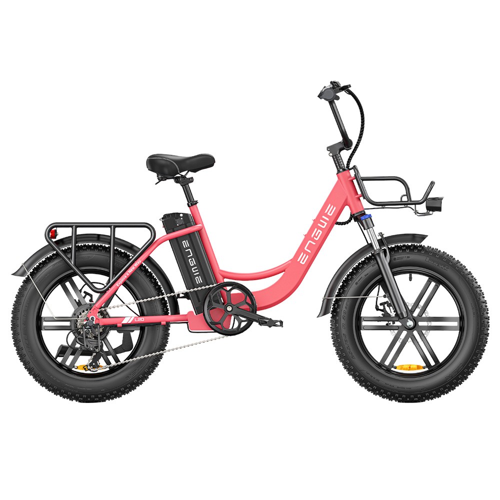 

ENGWE L20 Electric Bike 20*4.0 inch Fat Tire 750W Motor 25MPH Max Speed 48V 13Ah Battery 90Miles Range Max Load 120kg Shimano 7-Speed Transmission - Red, Rose