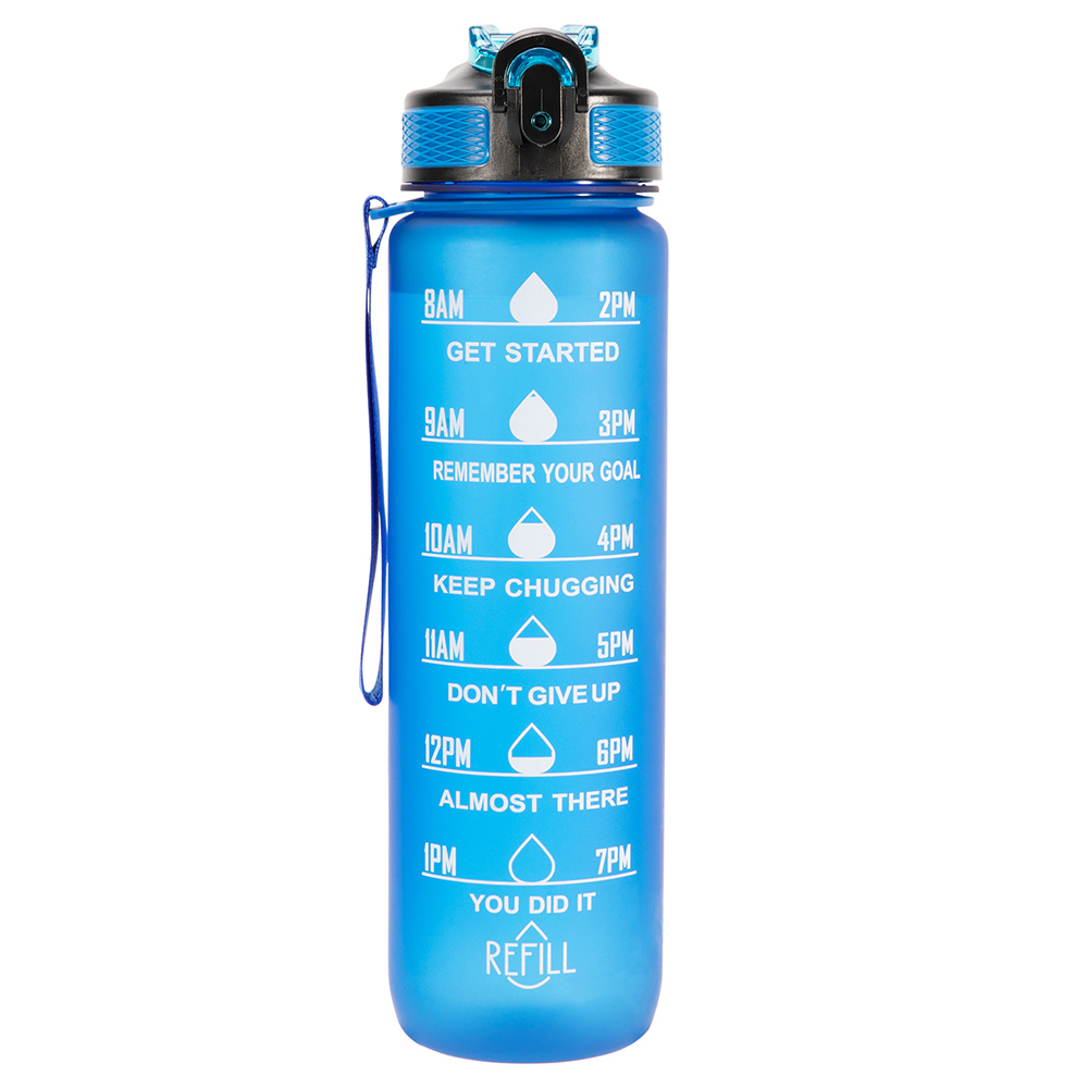

OOLACTIVE GF-1202 32oz Water Bottle with Straw Motivational Water Bottle with Time Marker - Blue