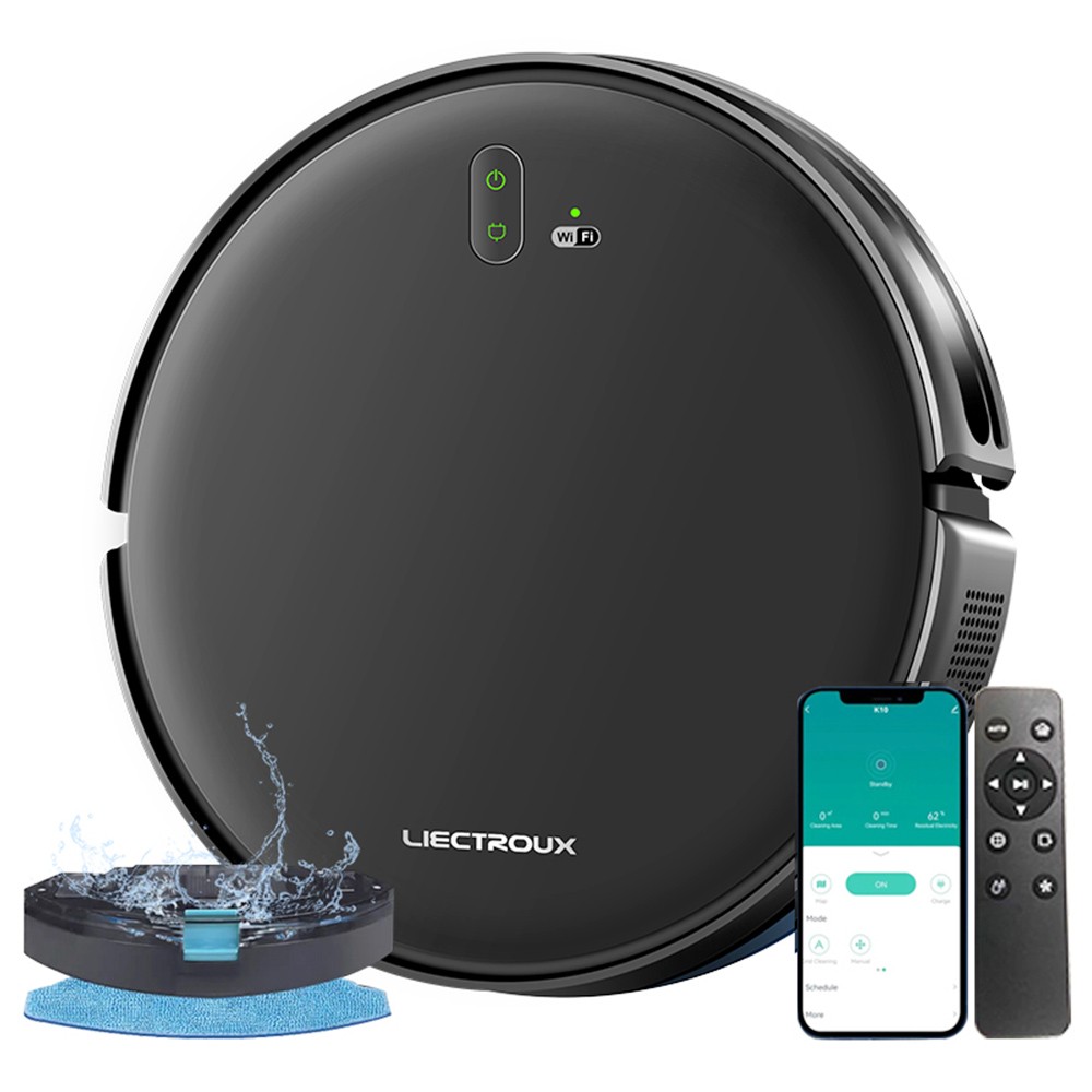 Liectroux L200 Robot Vacuum Cleaner, Max 4000Pa Suction, Smart Mapping, 230ml Electric Control Water Tank, Up to 120 Mins Runtime, APP/Voice Control, Lower Noise