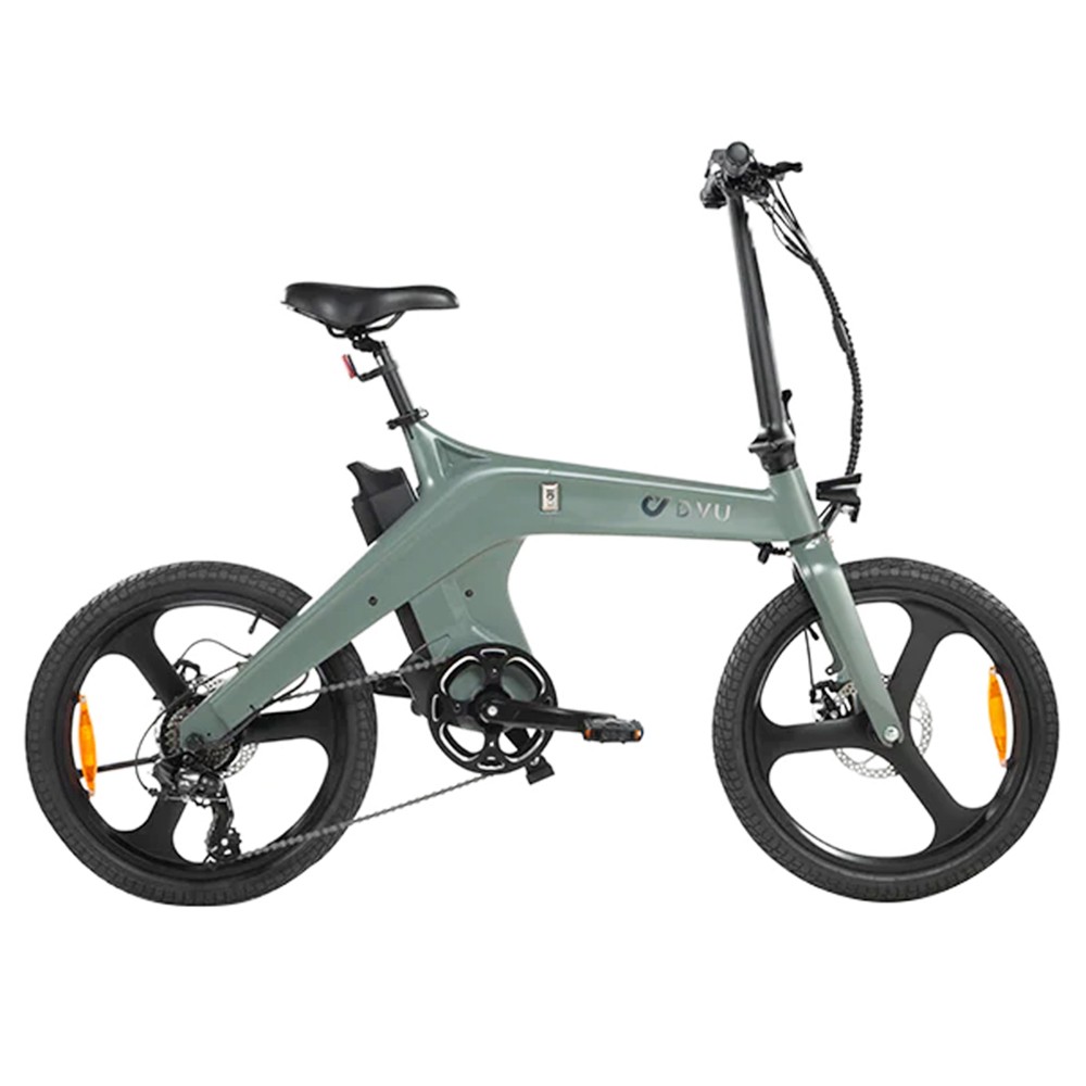 DYU T1 Electric Bike 20 Inch Tire Torque Sensor 36V 250W Motor 25Km/h Max Speed 10Ah Removable Battery Front and Rear Mechanical Disc Brakes Shimano 7-Speed Gear - Green
