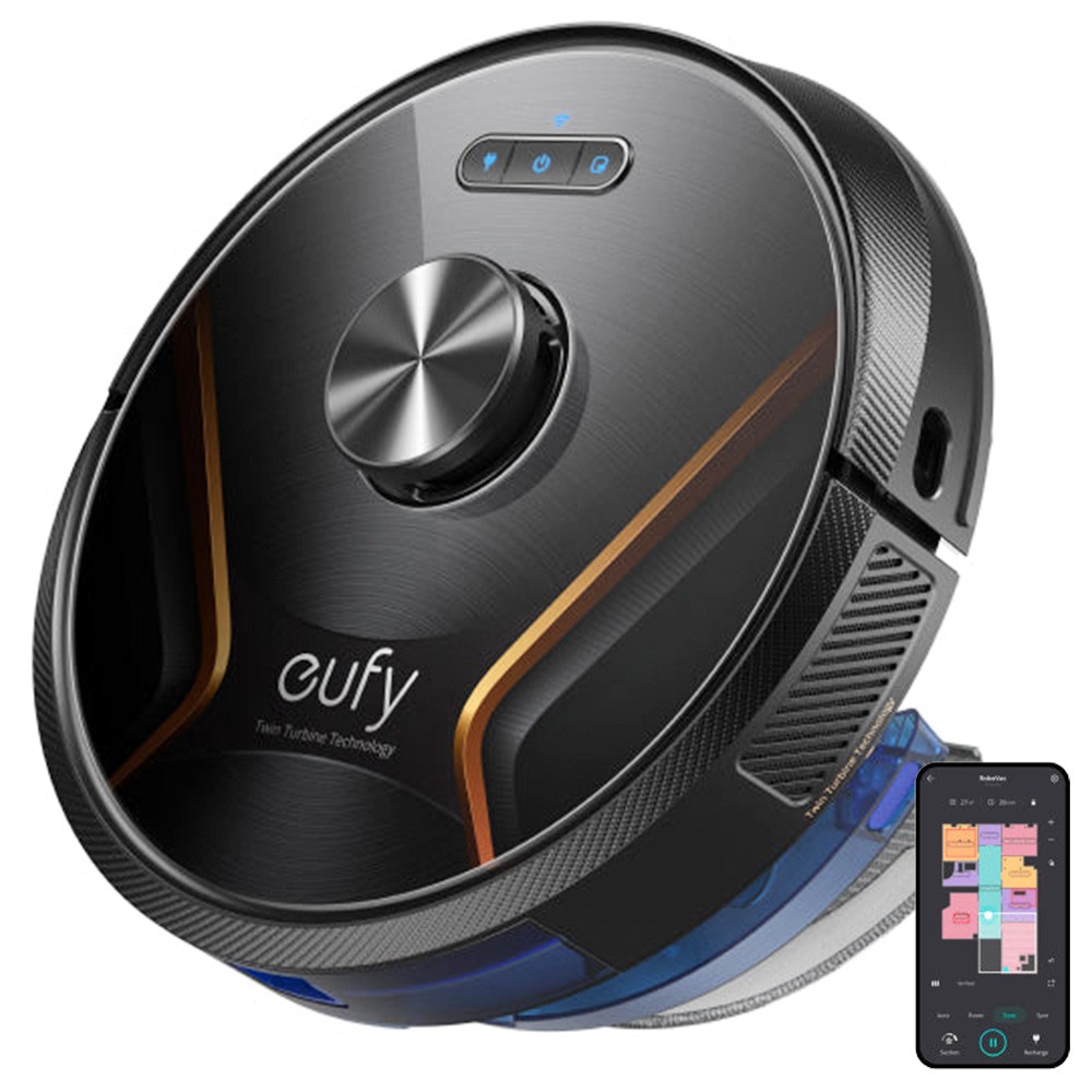 

eufy by Anker RoboVac X8 Hybrid Robot Vacuum Cleaner, 2 in 1 Vacuum and Mop, 2x2000Pa Suction Power, Twin Turbine Technology, Laser Navigation, 400ml Dust Box, Up to 180 Mins Runtime, App/Voice Control, Black