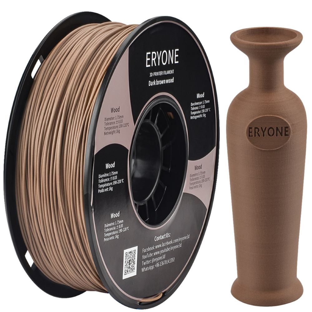 ERYONE 1.75mm Wood PLA 3D Printing Filament 1KG