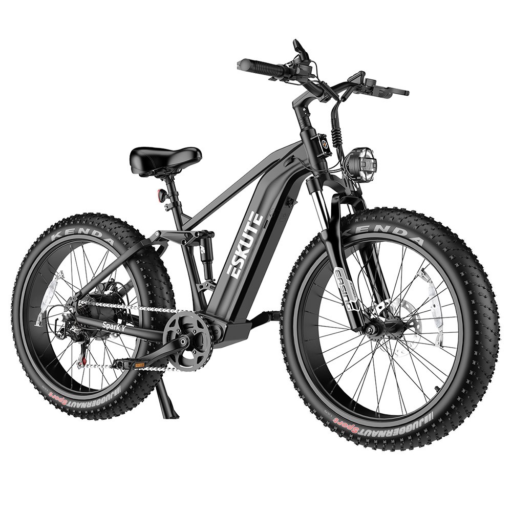 ESKUTE Spark Y 26*4.8in Electric Bike 750W Motor 28mph Max Speed 28V 20Ah Battery 70 Miles Range - Black