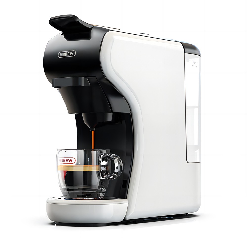 HiBREW H1A 1450W Espresso Coffee Machine, 19 Bar Extraction, Hot/Cold 4-in-1 Multiple Capsule Coffee Maker - White