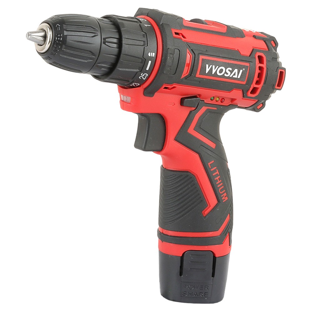 

VVOSAI WS-3012-B1 12V Cordless Drill Electric Screwdriver, 3/8 inch Chuck Size, 2 Speed, 1.5Ah Battery Capacity, LED Light