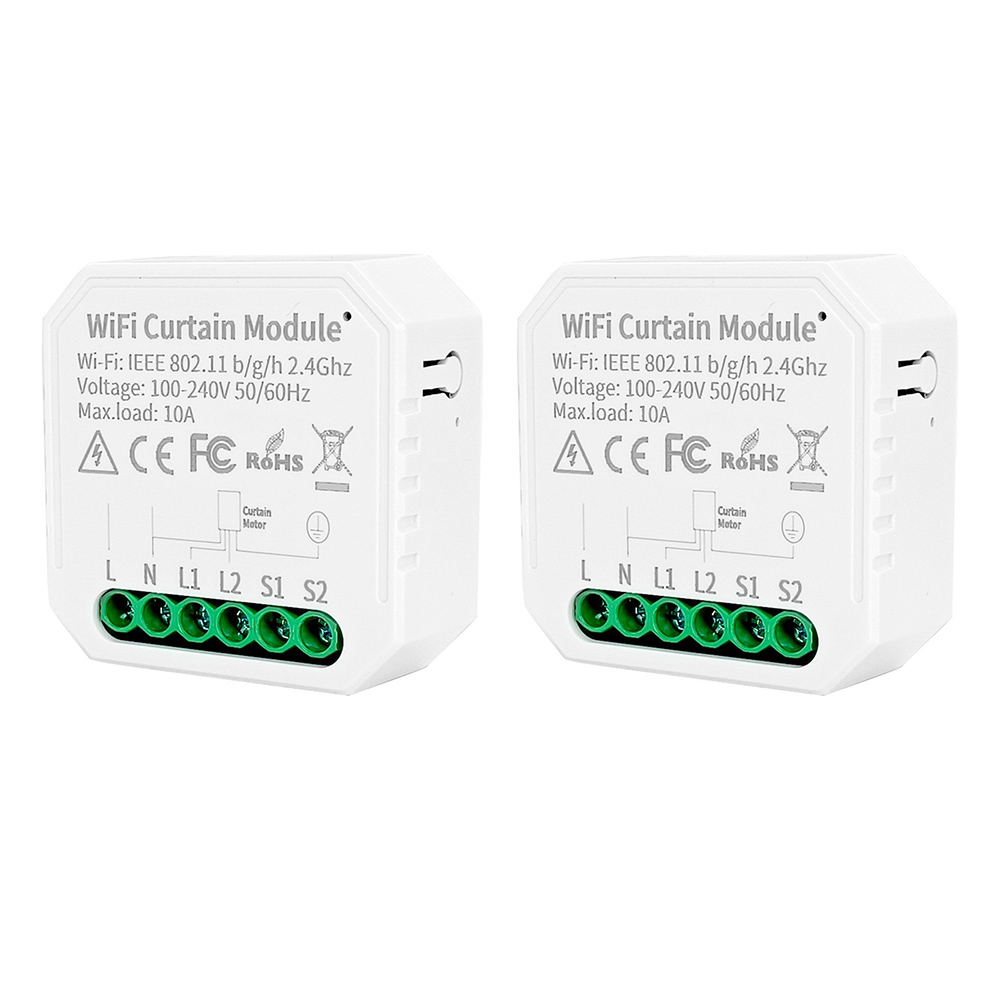 

2Pcs WHD09 Tuya WiFi Smart Curtain Switch Controller, Countdown/Timing Function, App/Voice Control, Home Curtain Modification
