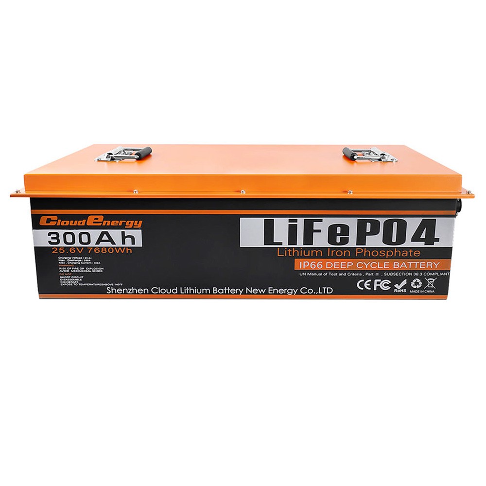 Cloudenergy 24V 300Ah LiFePO4 Battery Pack Backup Power, 7680Wh Energy, 6000+ Cycles, Built-in 200A BMS, Support in Series/Parallel, Perfect for Replacing Most of Backup Power, RV, Boats, Solar, Trolling motor, Off-Grid