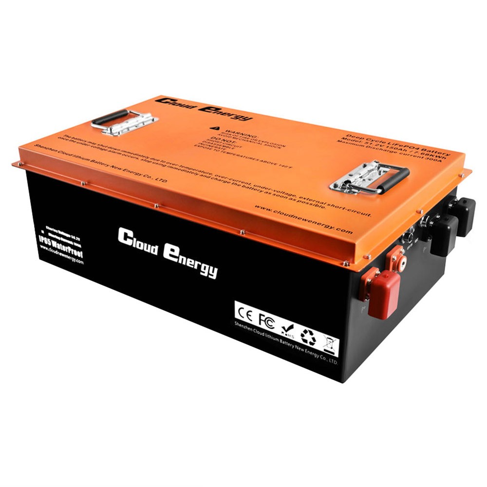 Cloudenergy 48V 150Ah LiFePO4 Deep Cycle Battery Pack for Golf Cart, 7680Wh Energy, Built-in 300A BMS, 6000+ Cycles Life