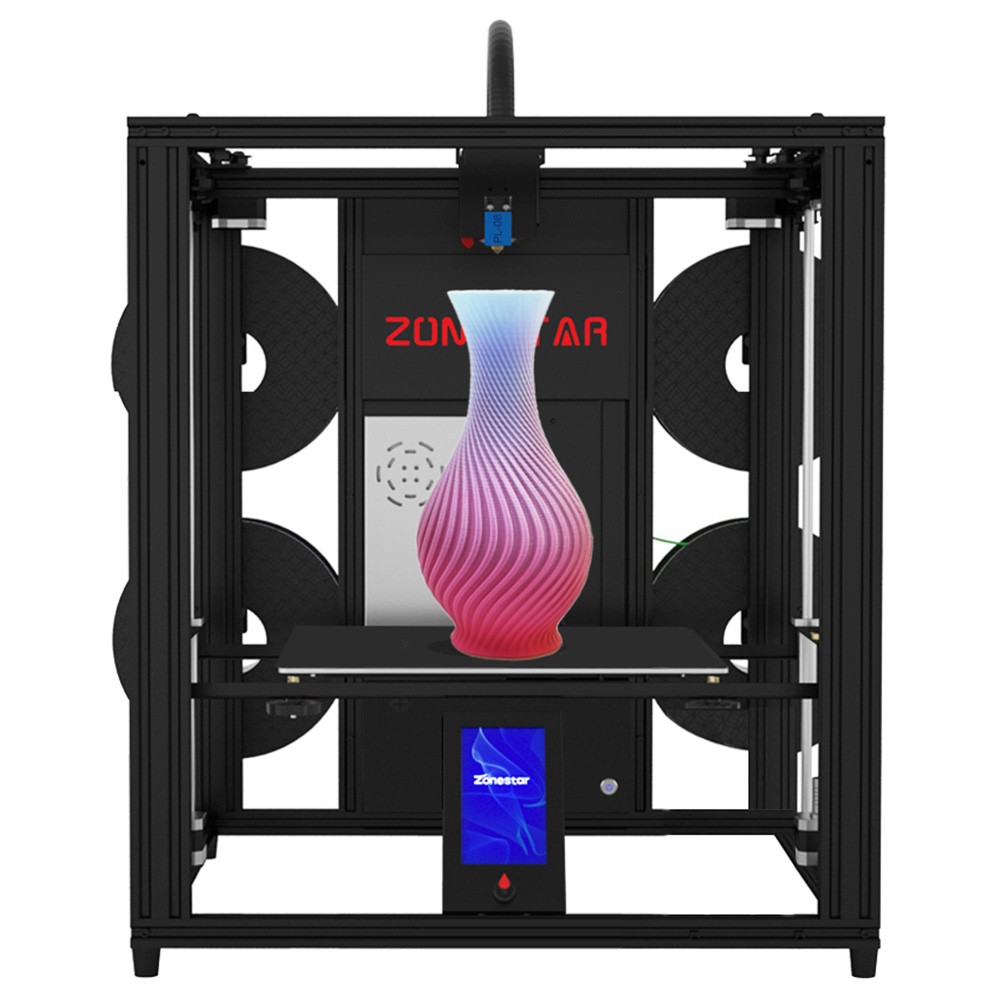 Zonestar Z9V5MK5 Mixed Color 3D Printer, 4-In-1-Out 4 Extruder, Auto Leveling, 4.3-inch TFT LCD Screen, Resume Printing, Open Source, 300x300x400mm