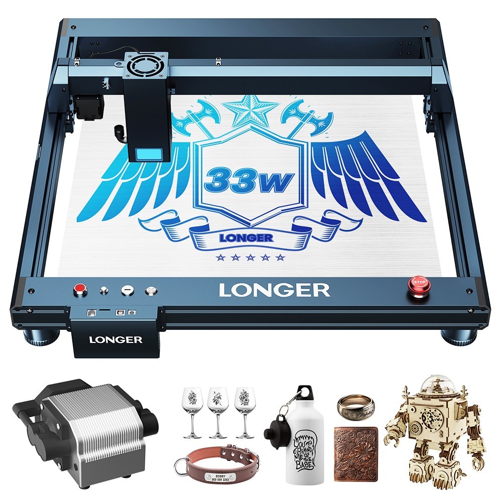 LONGER Laser B1 30W Laser Engraver Cutter, 6-core Laser Head, 33-36W Power Output, 450 x 440mm Engraving Area