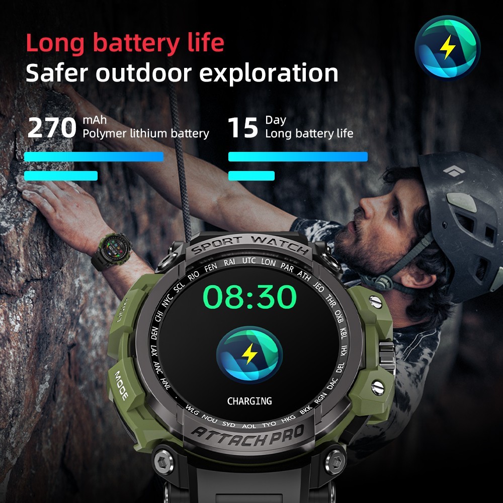 Bracelet Montre TPU Détachable Fit LOKMAT ATTACK - Bleu Denim Camouflage Vert
