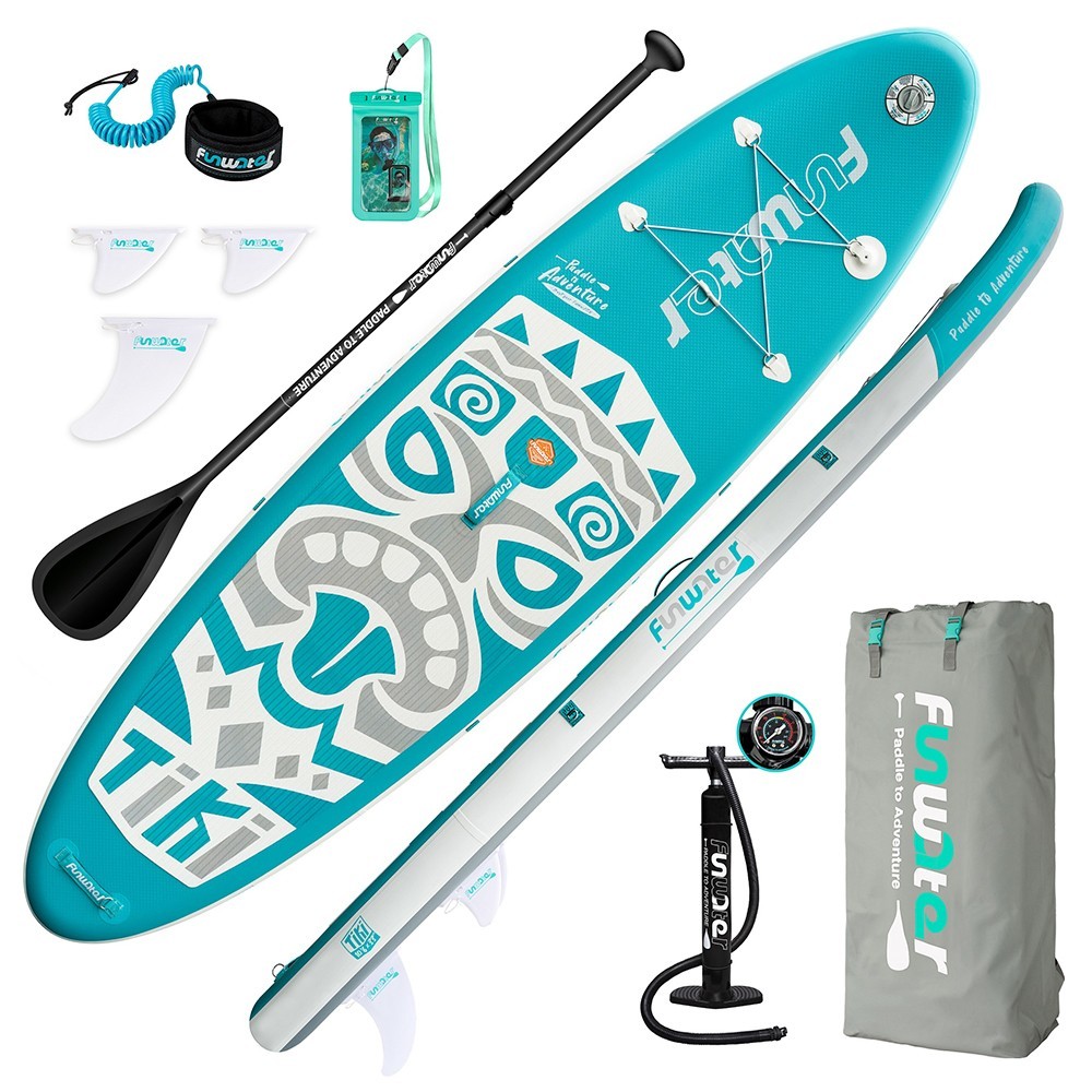 

FunWater NEW TIKI SUPFW04A Inflatable Stand Up Paddle Board 10.6'' Long 33' Wide 6' Thick