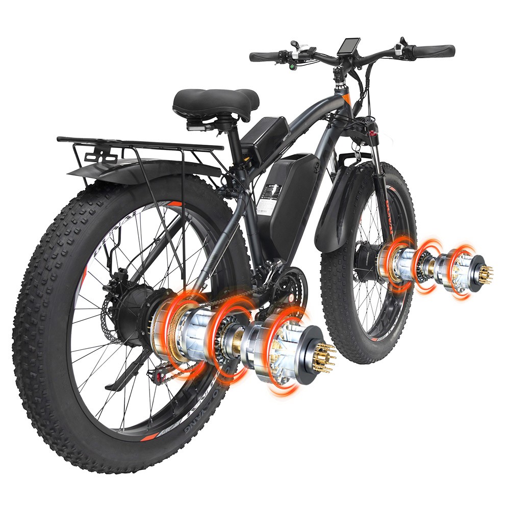 GUNAI GN88 Electric Mountain Bike 26*4.0 inch Fat Tires 1000W*2 Motors 55km/h Max Speed 48V 22Ah Battery 130km Range