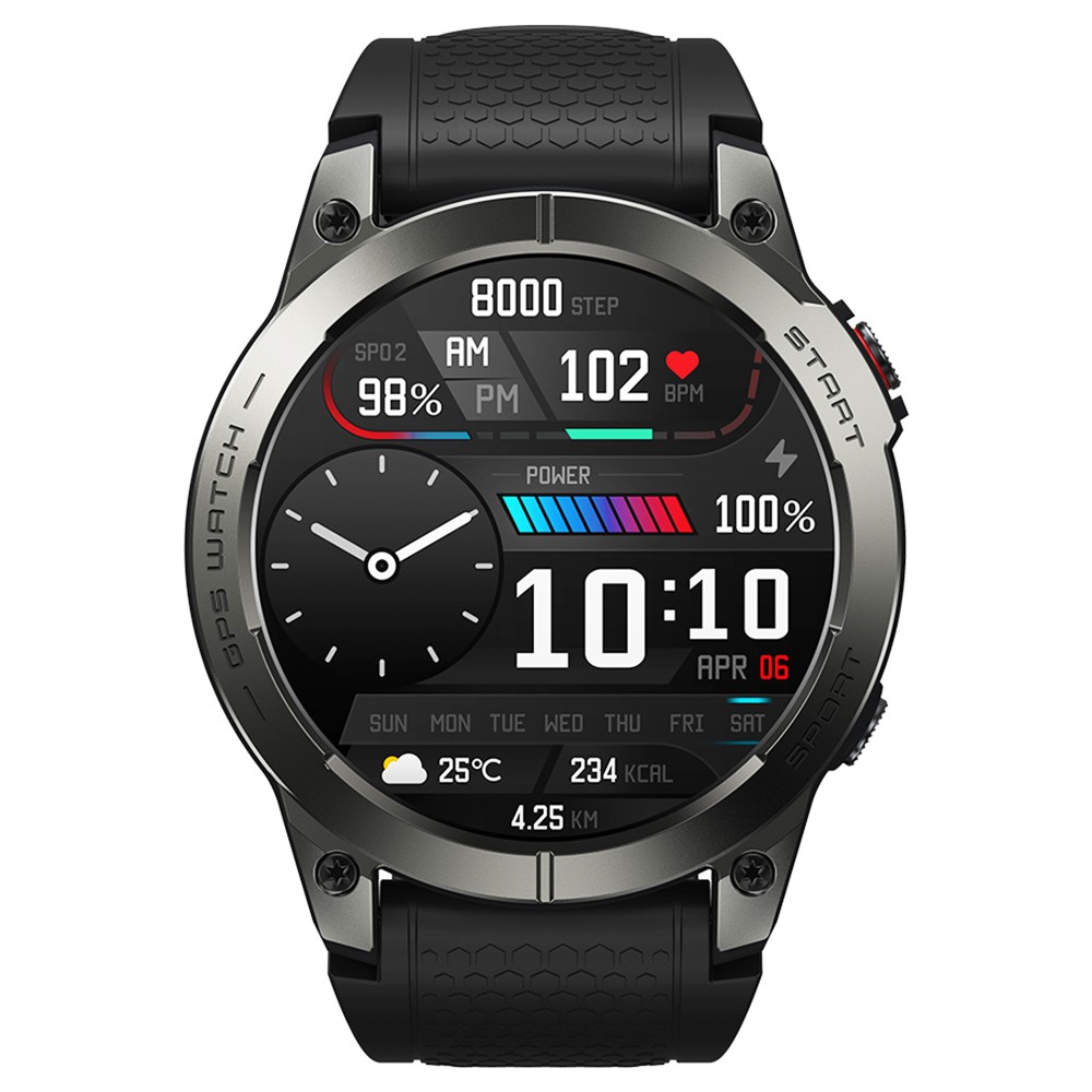 

Zeblaze Stratos 3 GPS Smartwatch Voice Calling, 1.43in AMOLED Screen, 24h Health Monitor, Bluetooth 5.3 - Black