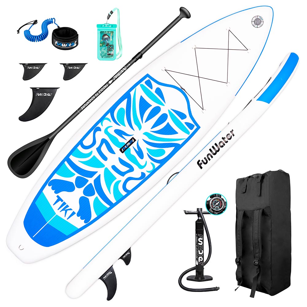 FunWater TIKI Inflatable Stand Up Paddle Board 335x84x15cm Ultra-Light for All Levels with 10L Dry Bag Travel Backpack