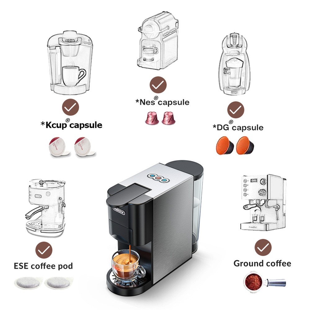 HiBREW H3A 5 in 1 Coffee Machine Silver