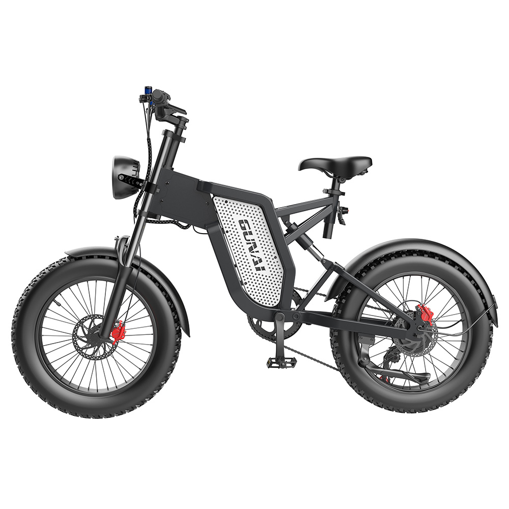 GUNAI MX25 Electric Mountain Bike 20*4.0 Inch Fat Tires 1000W Brushless Motor 50Km/h Max Speed 48V 25Ah Battery Shimano 7-Speed 75KM Mileage Range 200KG Payload Electric Bicycle – Black