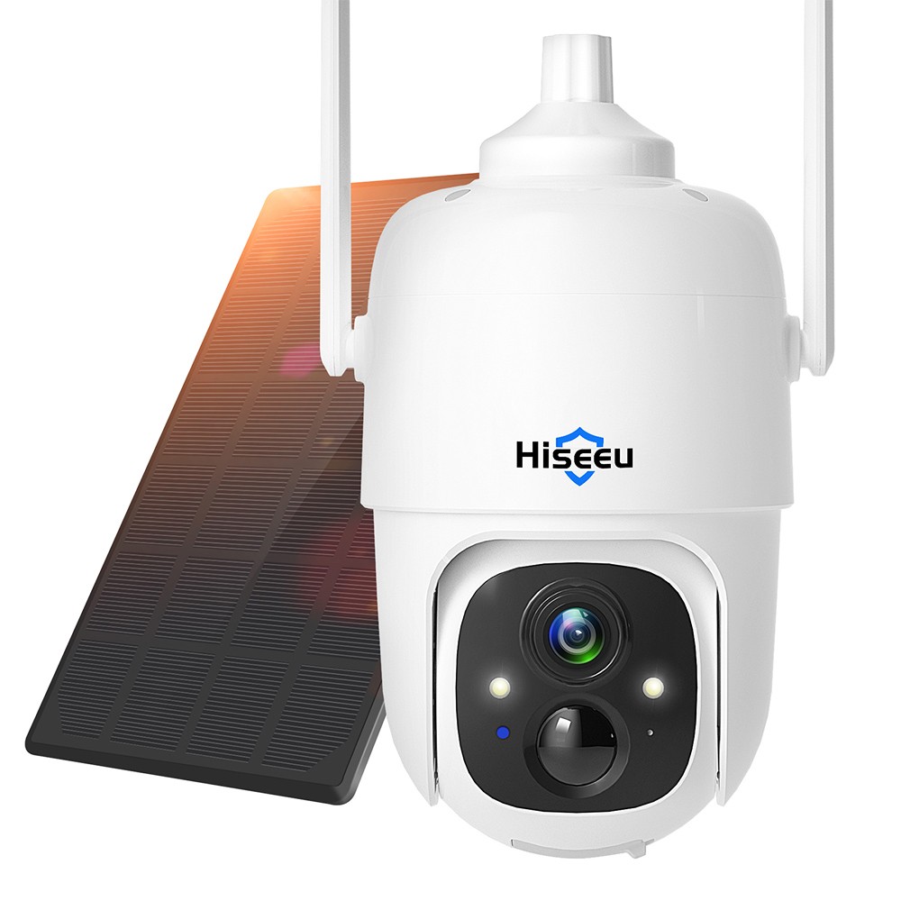 

Hiseeu CQ1 Outdoor Solar Security Camera, 2K PTZ Wireless Camera, Color Night Vision, Battery Powered, PIR Motion Detection, Two-Way Audio, Siren Alarm, Cloud Storage, IP66 Waterproof
