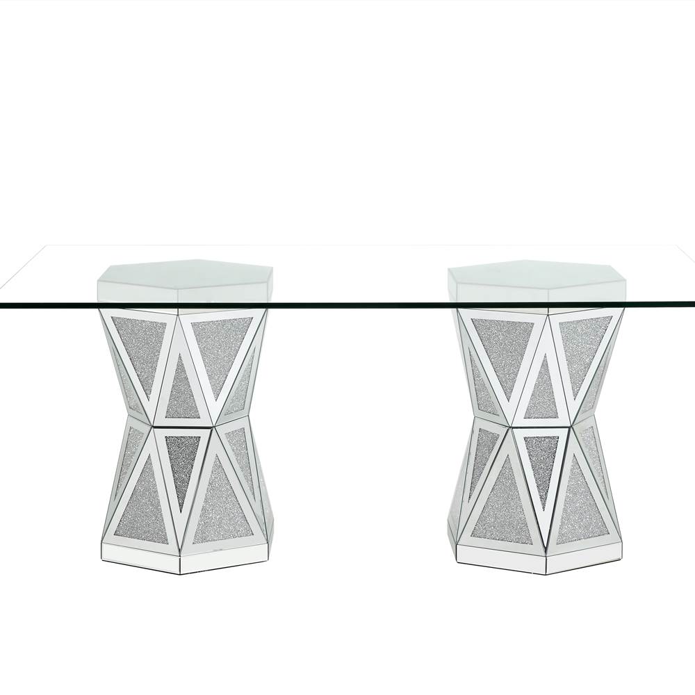 ACME Noralie DINING TABLE Mirrored & Faux Diamonds DN00722