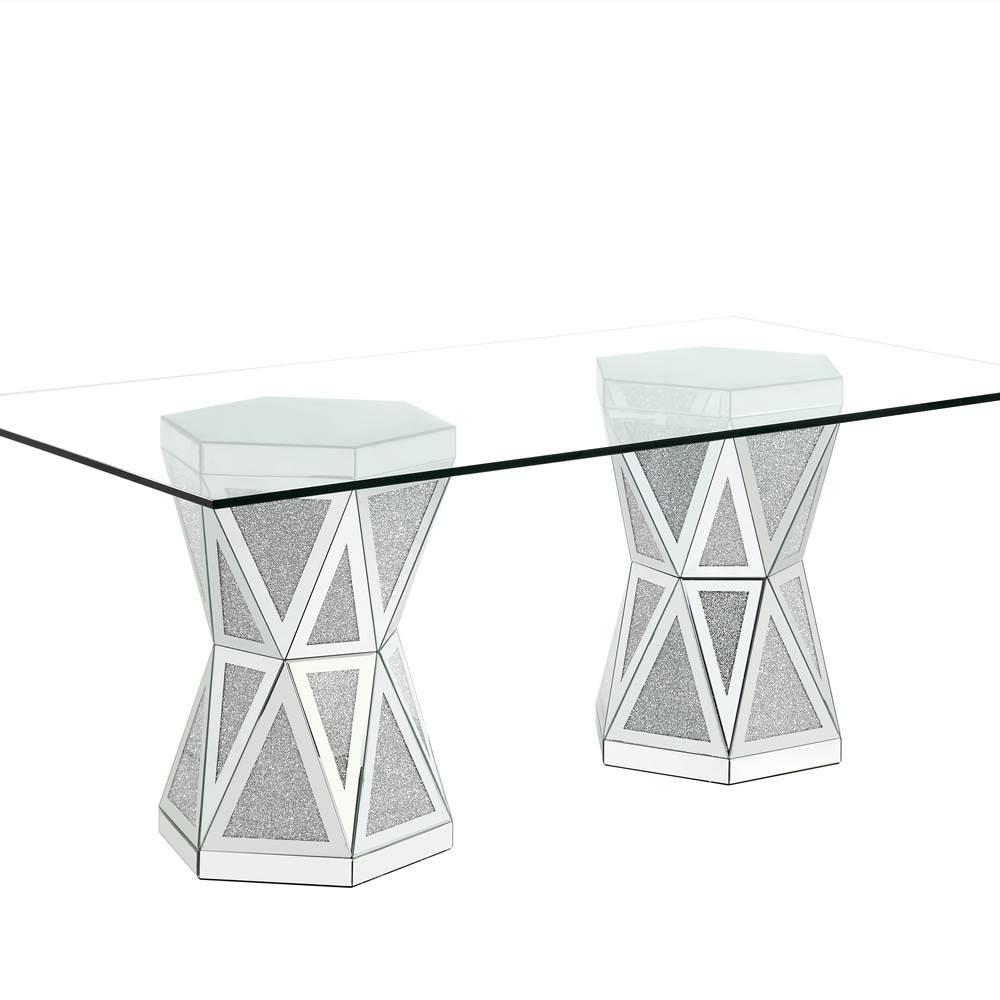 ACME Noralie DINING TABLE Mirrored & Faux Diamonds DN00722