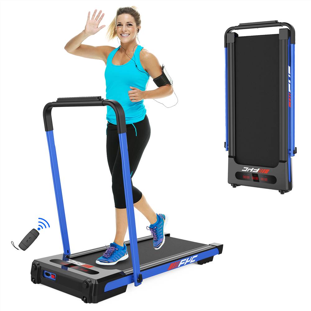 

FYC 2 in 1 Under Desk Treadmill - 2.5 HP Folding Treadmill for Home, Installation-Free Foldable Treadmill Compact Electric Running Machine, Remote Control & LED Display Walking Running Jogging, Blue