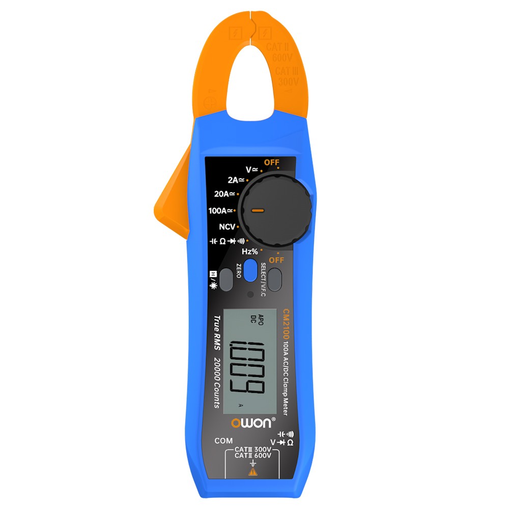 

OWON CM2100 Clamp Meter, True RMS 20000 Counts, Auto Ranging, NCV/VFC/Diode Measure