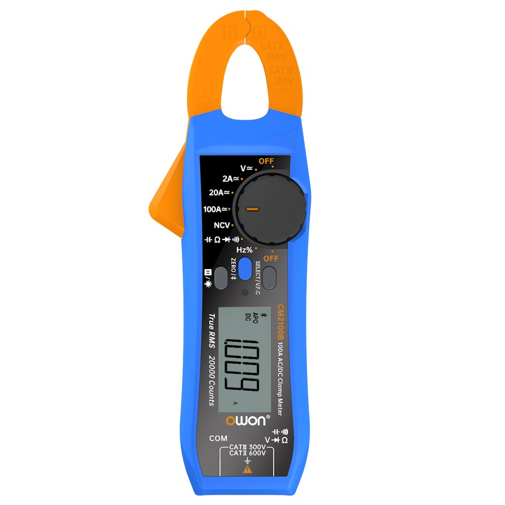 OWON CM2100B Clamp Meter with Bluetooth Module, True RMS 20000 Counts, Auto Ranging, NCV/VFC/Diode Measure, Alarm Function