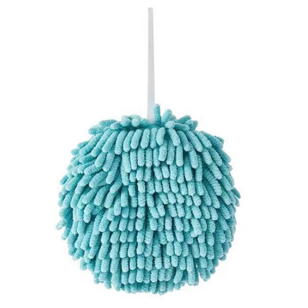 

Chenille Hand Towel, Kitchen Bathroom Hanging Ball Quick-Drying Hand Cloth - Blue