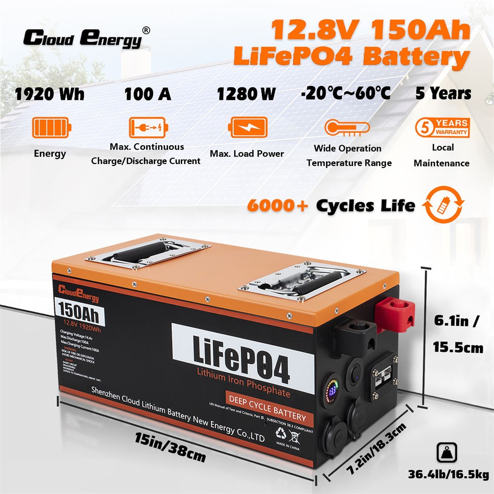 Cloudenergy 12v 150ah Lifepo4 Battery Pack Europe