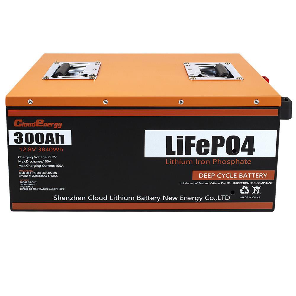 Cloudenergy 12V 300Ah LiFePO4 Battery Pack Backup Power, 3840Wh Energy, 6000+ Cycles, Built-in 100A BMS, Support in Series/Parallel, Perfect for Replacing Most of Backup Power, RV, Boats, Solar, Trolling motor, Off-Grid