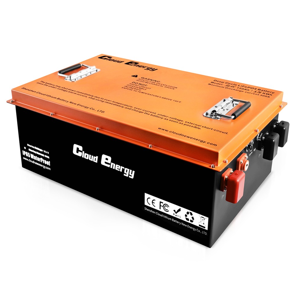 Cloudenergy 36V 150Ah LiFePO4 Deep Cycle Battery Pack, 5760Wh Energy, Built-in 300A BMS, 6000+ Cycles Life,  for Golf Carts, RVs, Solar Energy Storage