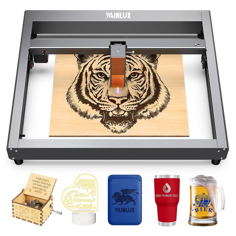 WAINLUX JL7 Laser Engraver Cutter, 5W Laser Power, Knob Fixed Focus, 0.05*0.08mm Compressed Spot, 0.01mm Engraving Precision, 6000mm/min Engraving Speed, App Control, 400*400mm