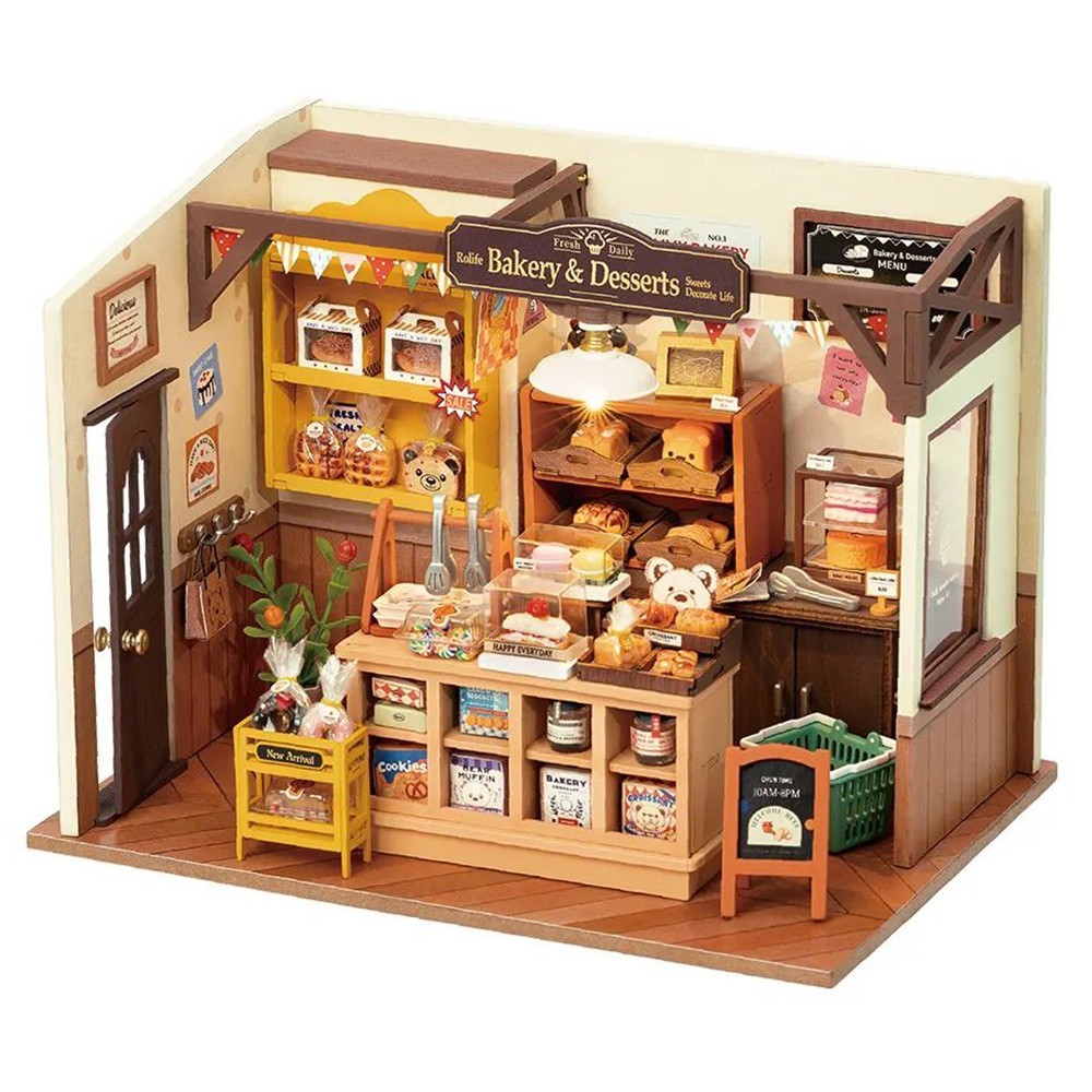 Rolife DG161 Becka's Baking House DIY Miniature Dollhouse Kit, 141pcs