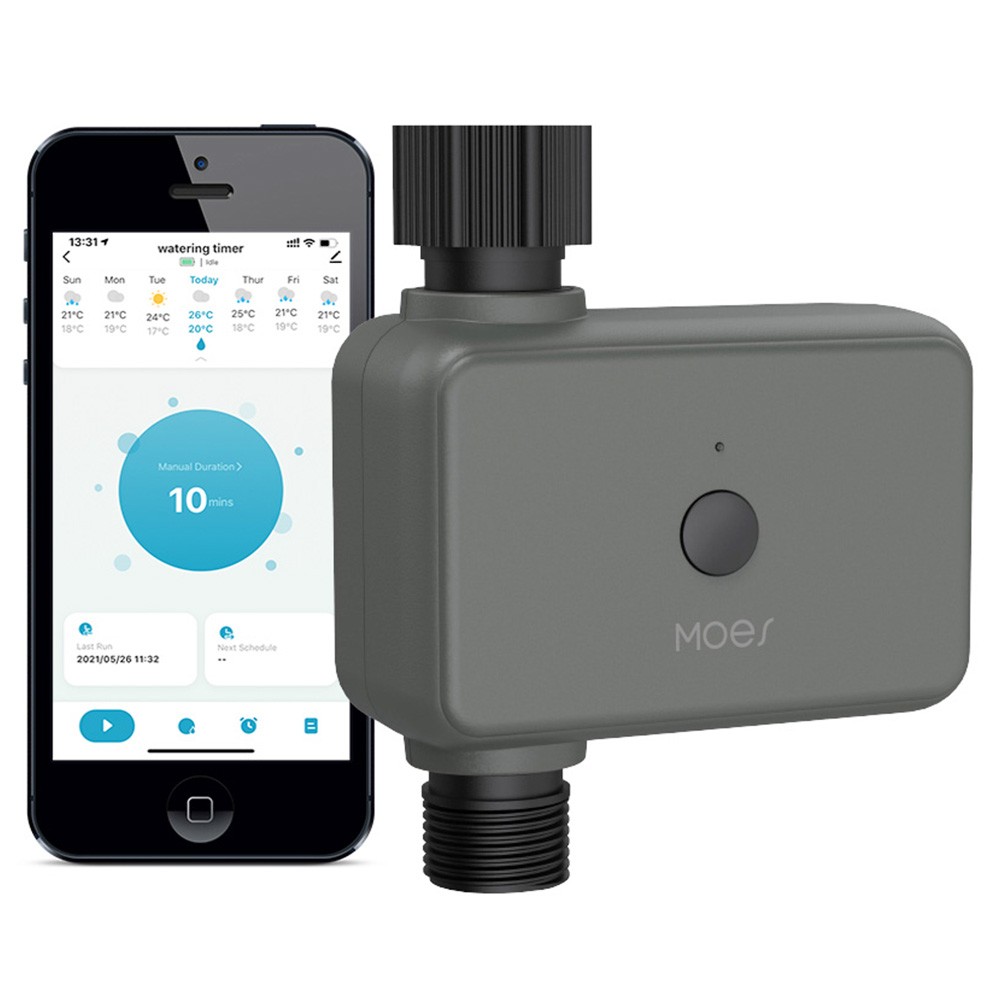 

MoesHouse Smart Tuya Bluetooth Water Valve Timer, Programmable Irrigation Timer, Auto/Manual Watering, Rain Delay, App Control - EU Plug