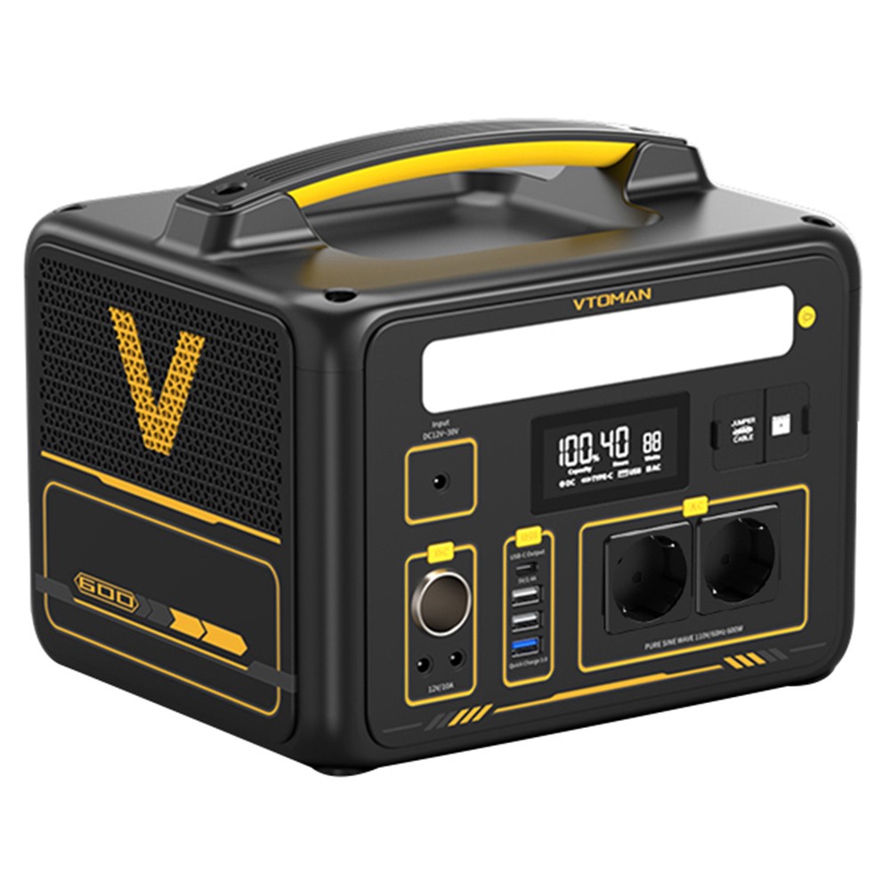 

VTOMAN Jump 600 Portable Power Station, 640Wh LiFePO4 Battery Solar Generator, 600W Pure Sine Wave AC Outlets, 9 Ports, 12W LED Light