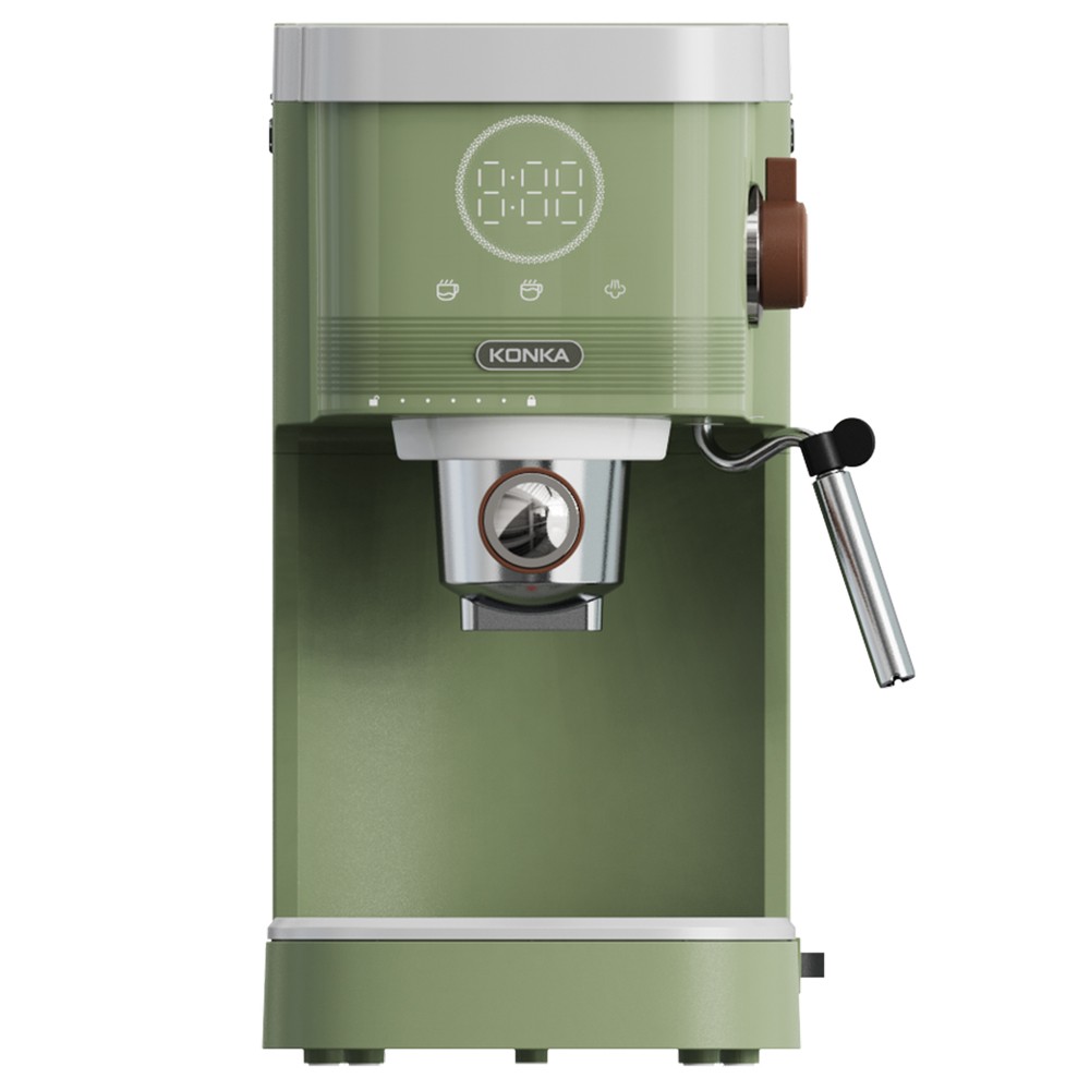 

KONKA KCF-CS3 Espresso Coffee Machine, 20Bar Pressure, 1.2L Water Tank, Steam Milk Froth, Touch Control, Compatible with Coffee Powder and Capsule, EU Plug - Green