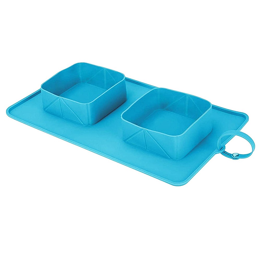 

Fluffee Silicone Foldable Pet Feeder with Double Bowl - Blue