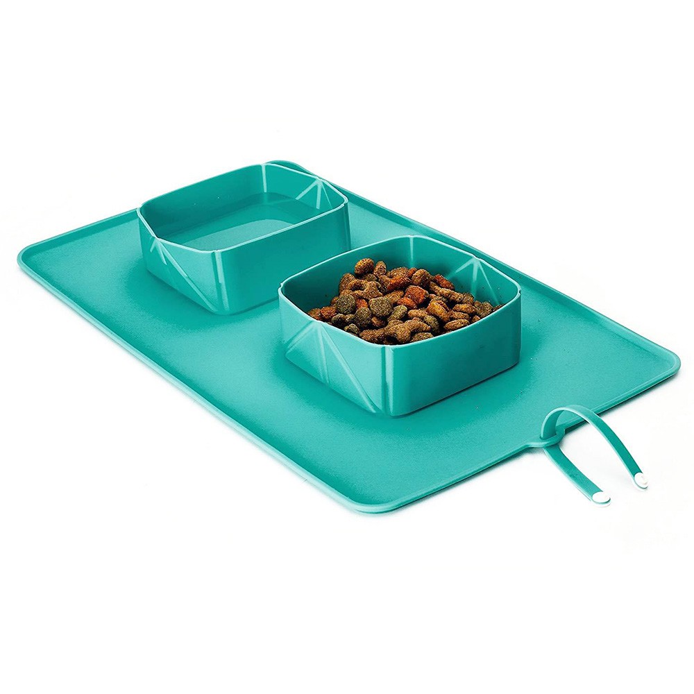 

Fluffee Silicone Foldable Pet Feeder with Double Bowl - Green