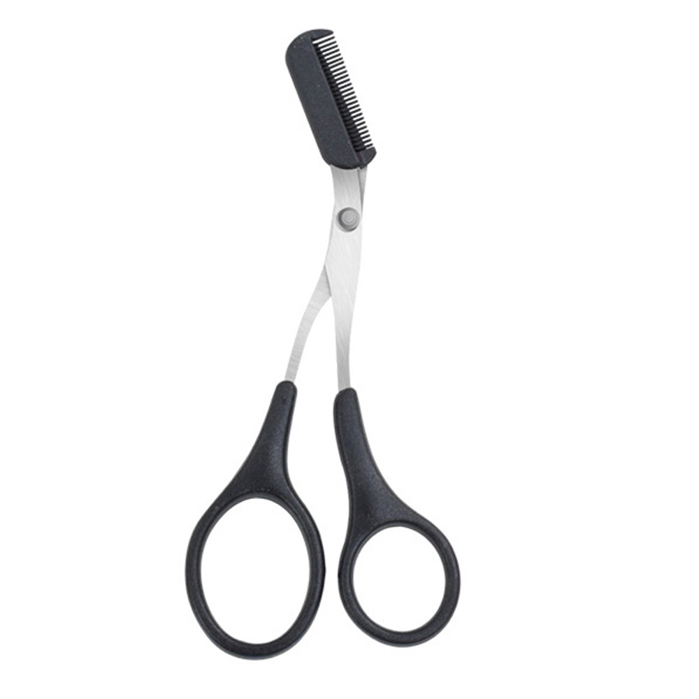 

Eyebrow Trimmer Scissor with Comb Woman Men Hair Removal Grooming Tool - Black