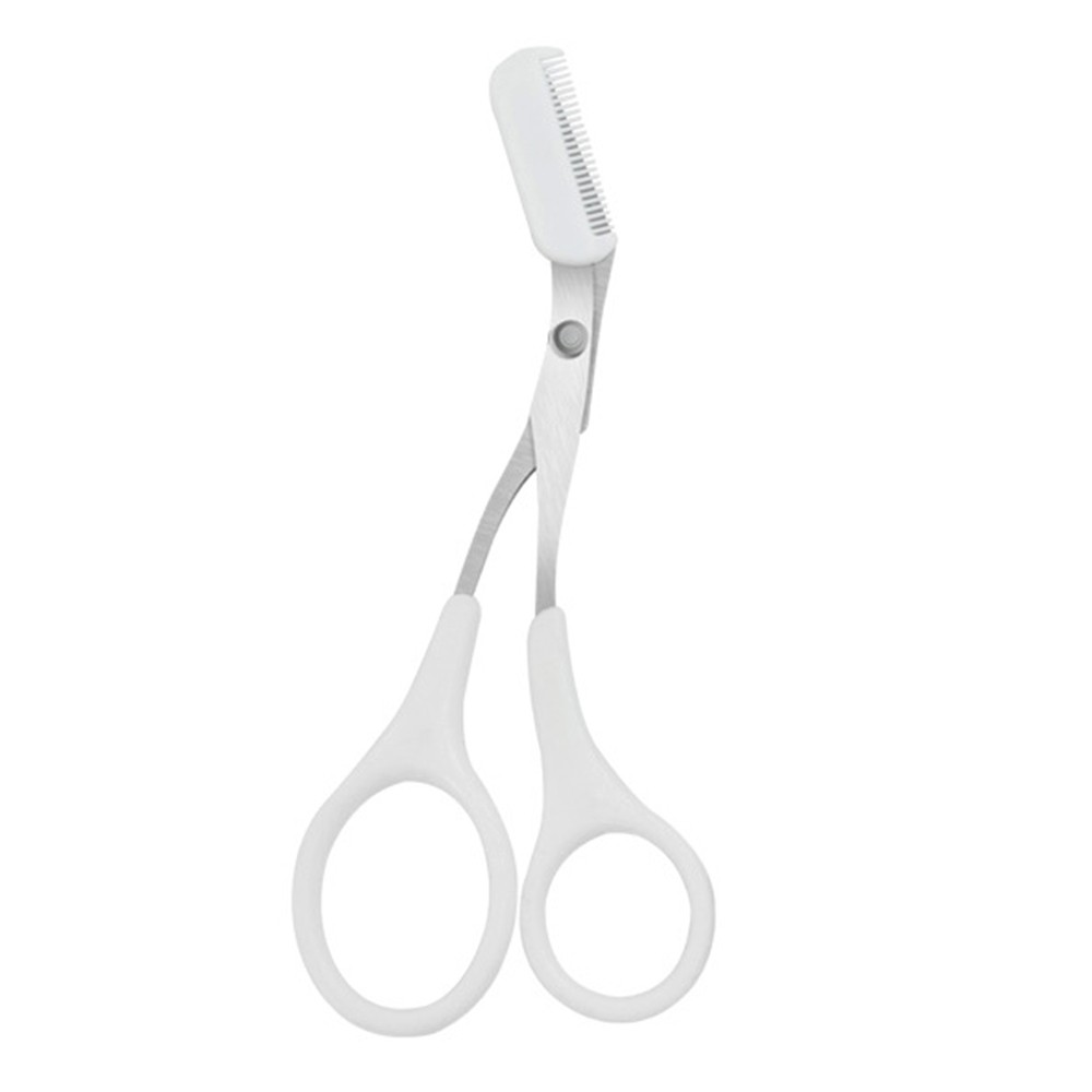 

Eyebrow Trimmer Scissor with Comb Woman Men Hair Removal Grooming Tool - White