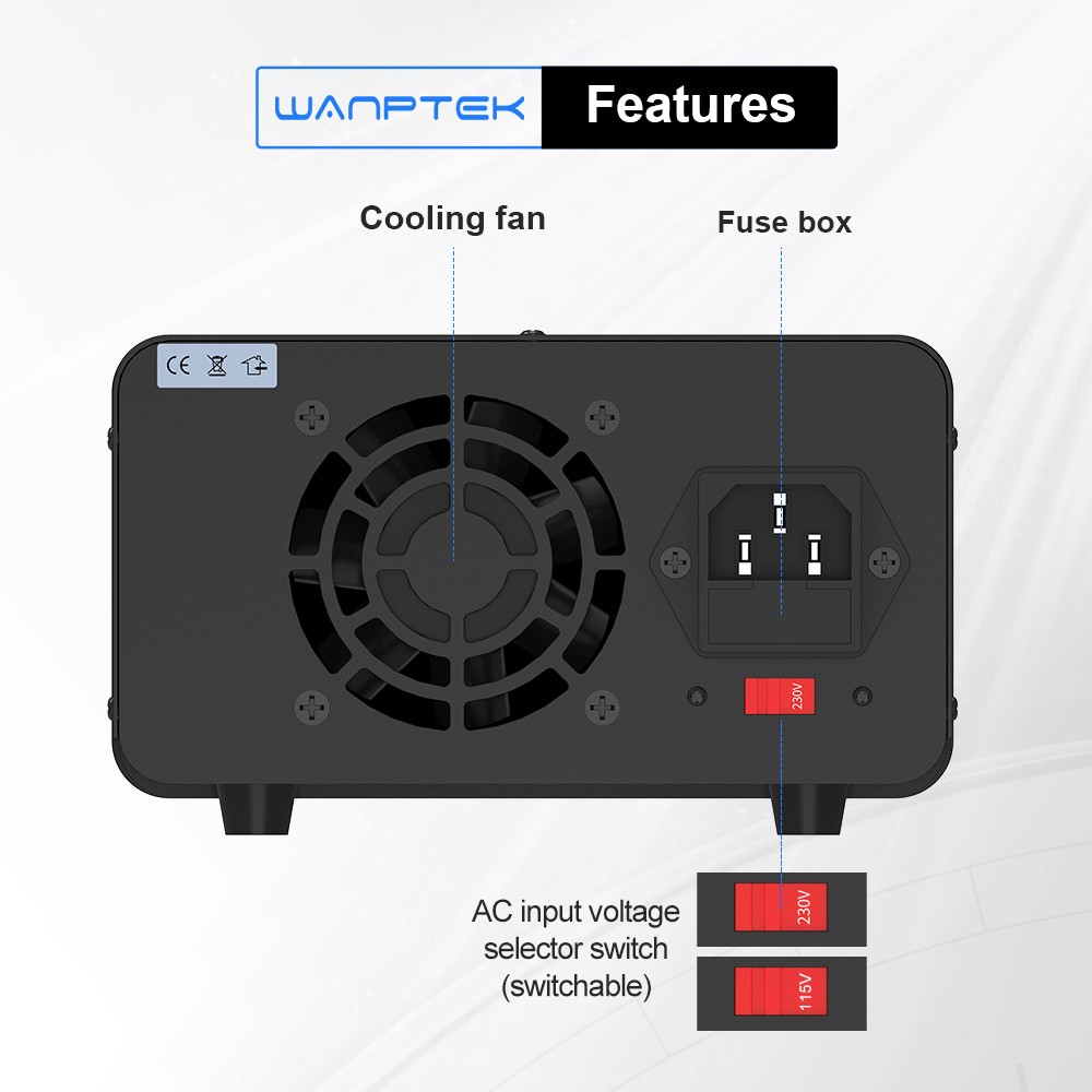 WANPTEK TPS3010 Regulated DC Power Supply Black US Plug