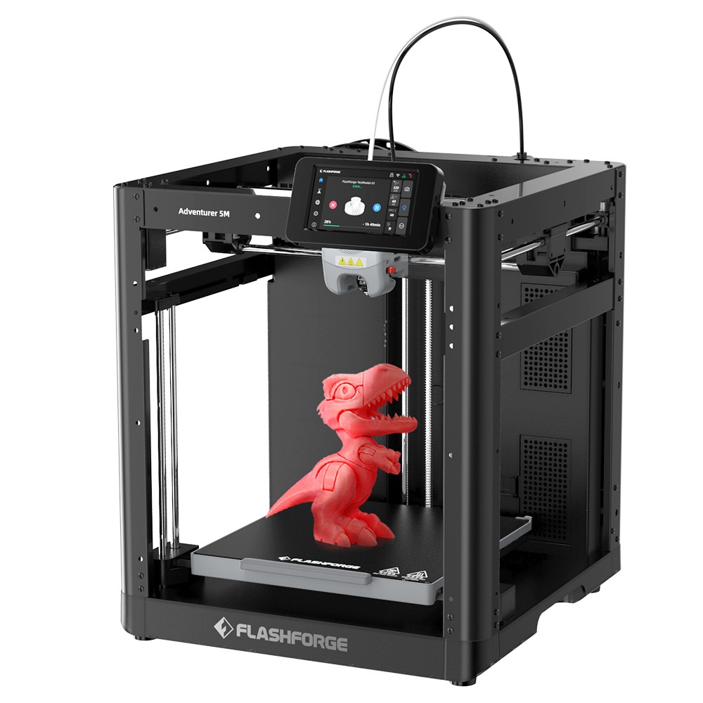 Flashforge Adventurer 5M 3D Printer, Auto Leveling, 600mm/s Max Sprinting Speed, Filament Runout Reminder, Power Loss Recovery, 4.3-inch LCD Touchscreen, WiFi Connection, 220x220x220mm