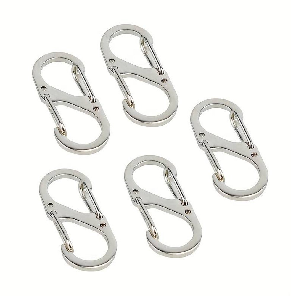 

Stainless Steel Small Carabiner Clip, Double Snap Hook, Spring Wiregate Keychain Buckle Tool, Silver