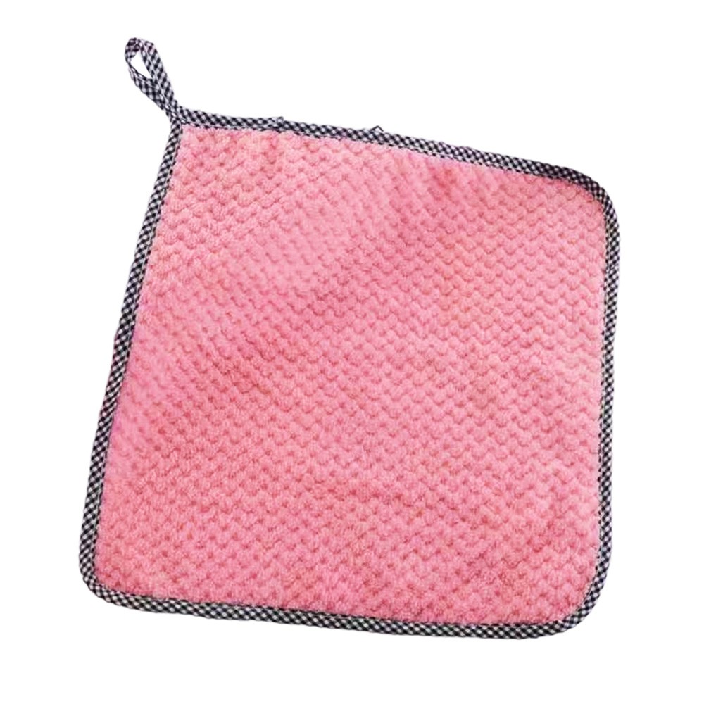 

Square Dish Cloth Dish Towel with Lanyard Kitchen Cleaning Cloth 25 x 25, Pink